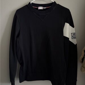 Moncler Black Crewneck Sweater with Contrast Sleeve